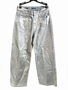 Wild Fable Women’s Foil Coated High Rise Baggy Denim Jeans